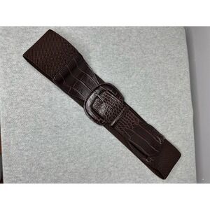 Ralph Lauren Wide Belt Croc Brown Leather Y2K Women Sz Medium